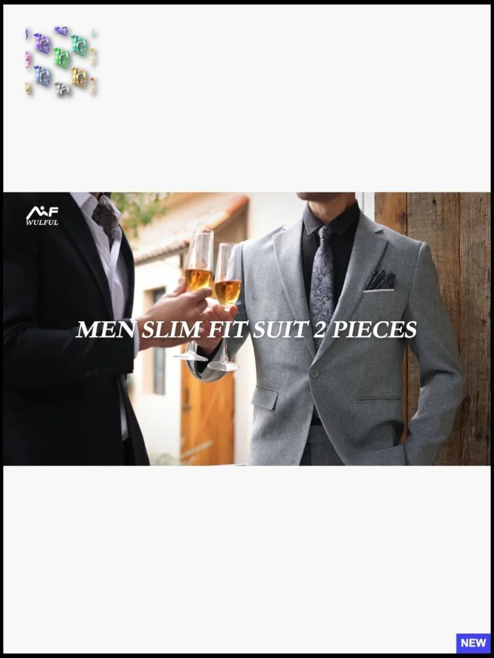 Slim Fit Two Piece Suit Set Formal Business Blazer Vest Pants Classic